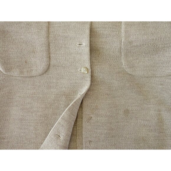 Vtg 60 70s Chuck Howard Taupe Oatmeal Beige Wool Button Down Sweater Dress S M - Picture 8 of 9